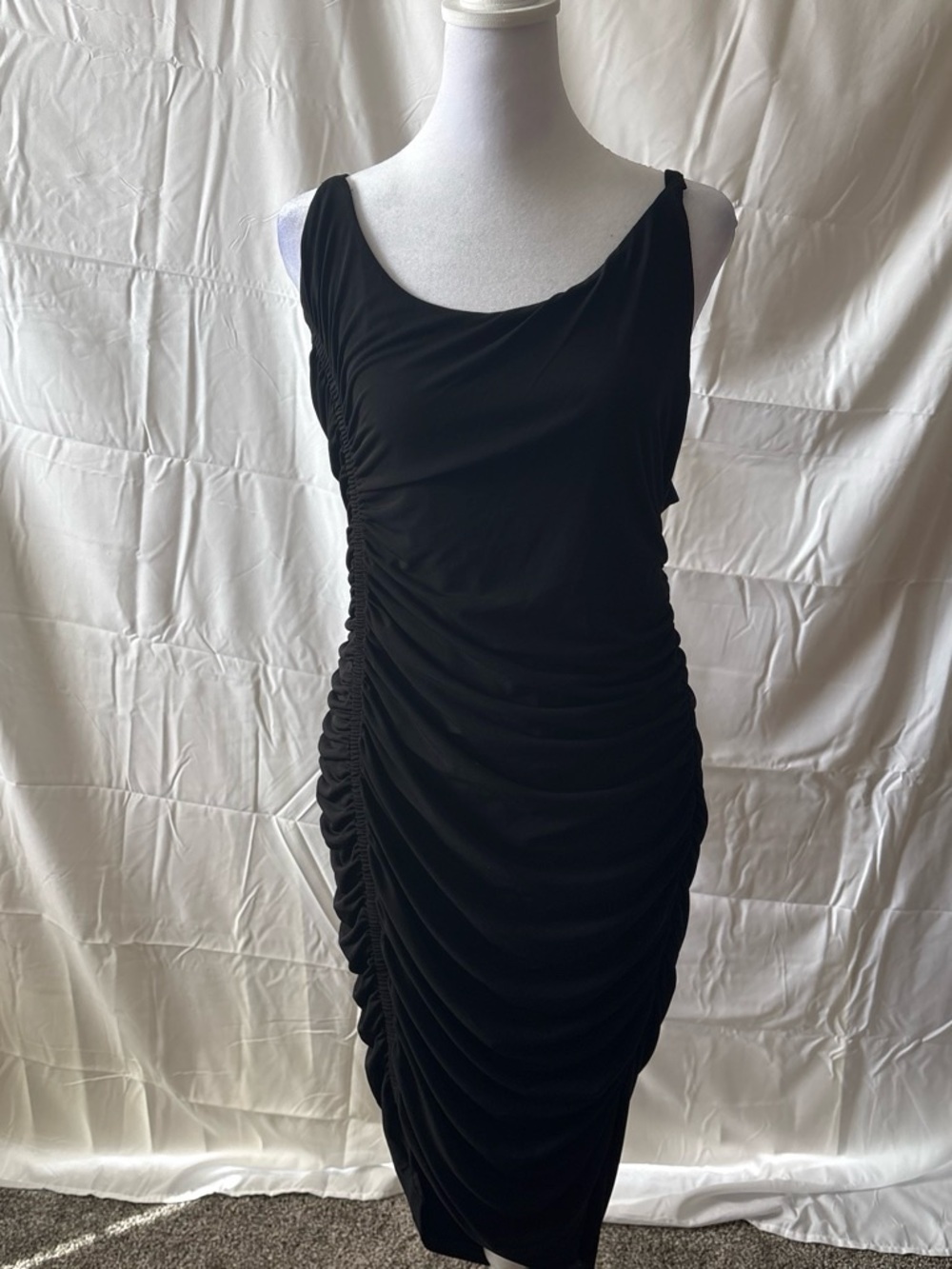 torrid Black Ruched Midi Bodycon Dress
